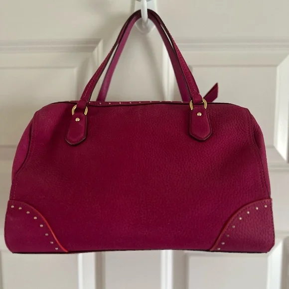 NWOT COACH POPPY STUDS LEATHER EAST/ WEST SATCHEL / SHOULDER BAG / MAGENTA